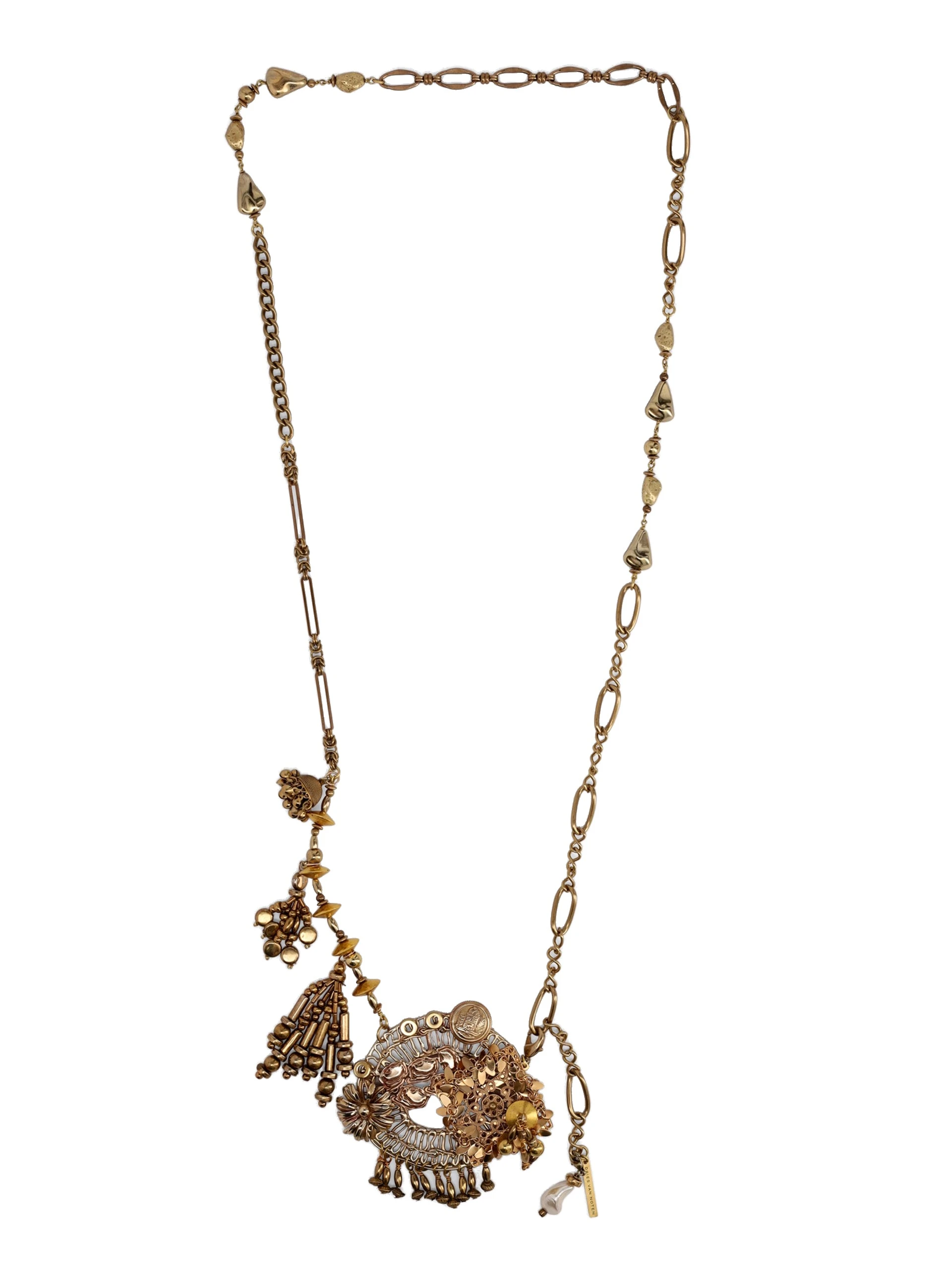 Dries Van Noten Long pendant necklace in Old Brass | Necklace | Luxury Shoes Dries Van Noten Long pendant necklace in Old Brass