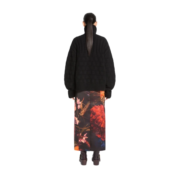 Long printed skirt in Neon Orange - Image 4