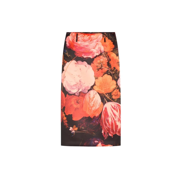 Long printed skirt in Neon Orange