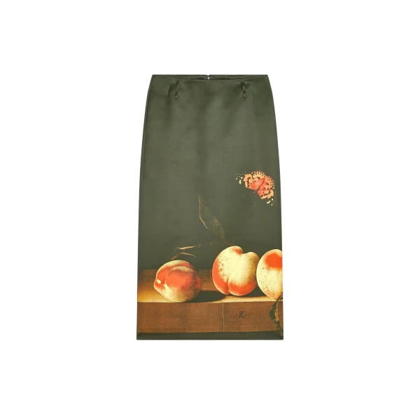 Long printed skirt in Neon Yellow
