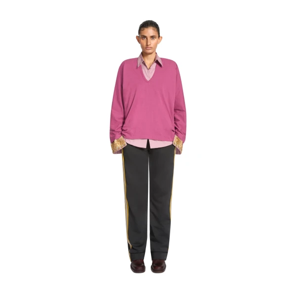 Long sleeve cotton tee in Berry - Image 2