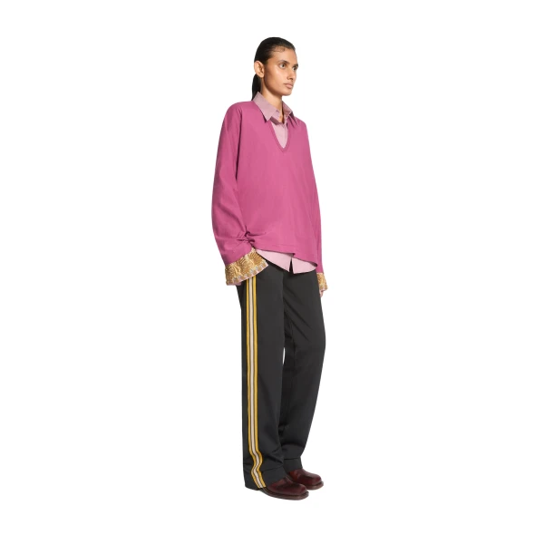Long sleeve cotton tee in Berry - Image 3