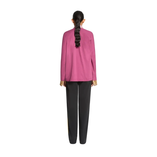Long sleeve cotton tee in Berry - Image 4