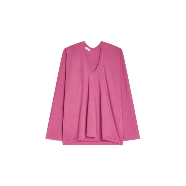 Long sleeve cotton tee in Berry