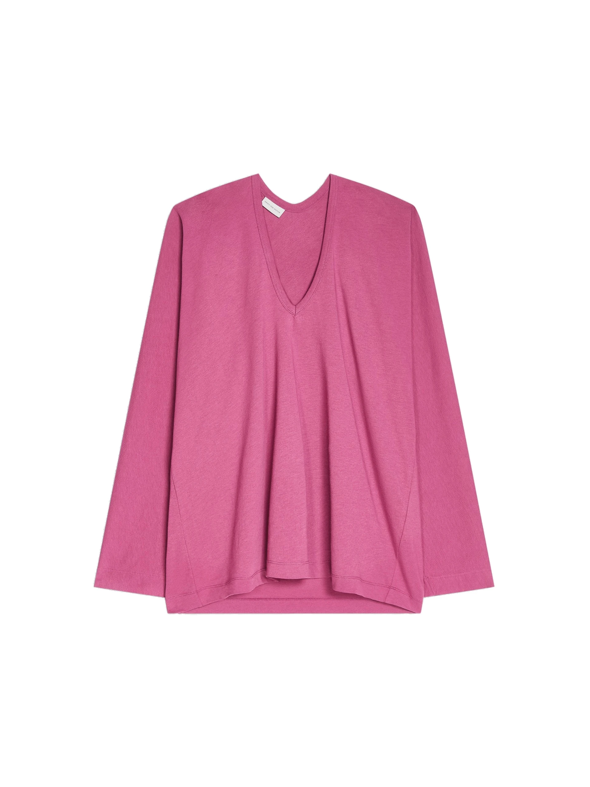 Dries Van Noten Long sleeve cotton tee in Berry | Tops | Luxury Shoes Dries Van Noten Long sleeve cotton tee in Berry | Tops | Luxury Shoes