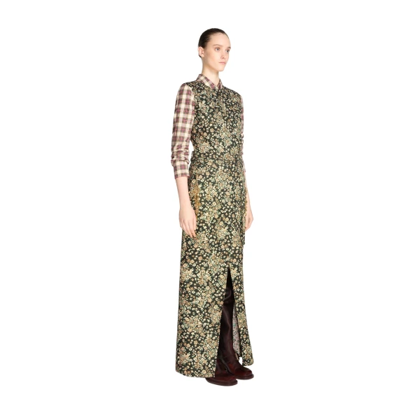 Long slitted floral dress in Black - Image 3