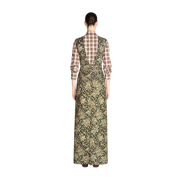 Long slitted floral dress in Black - Image 4