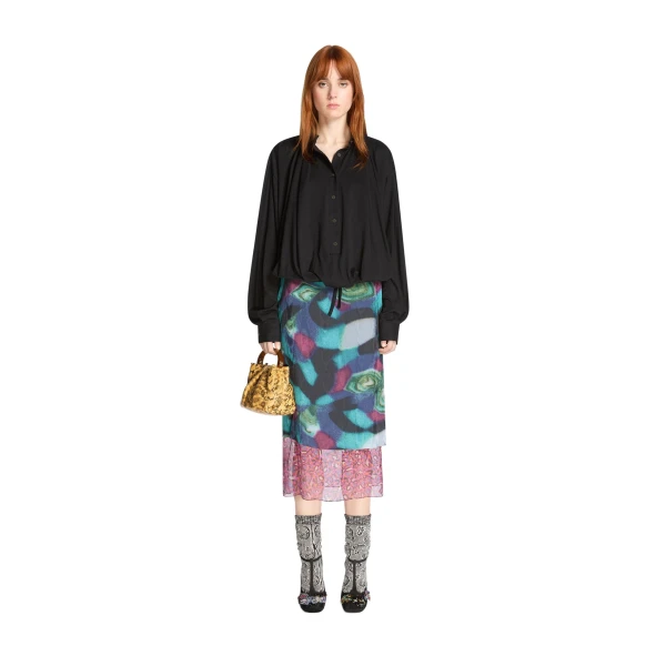 Loose cotton blouse in Black - Image 2
