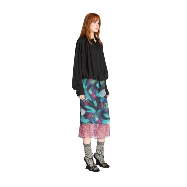 Loose cotton blouse in Black - Image 3
