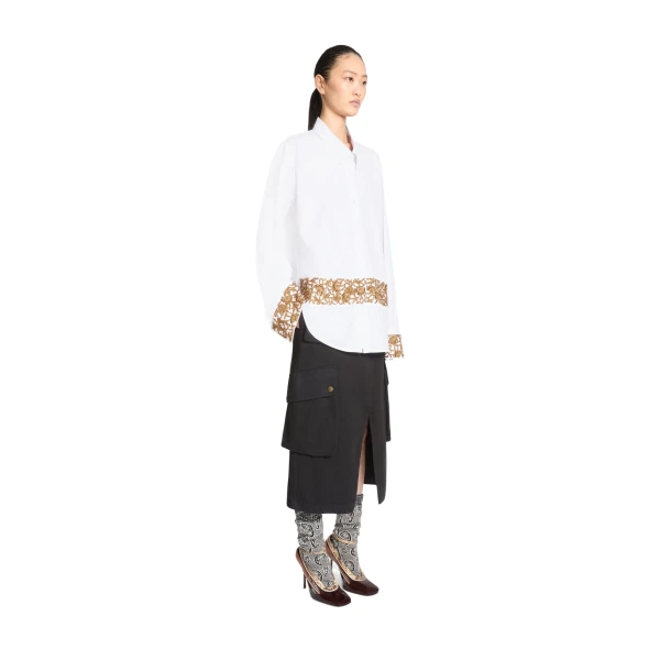 Loose embroidered cotton poplin shirt in White - Image 3