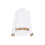 Dries Van Noten Loose embroidered cotton poplin shirt in White | Tops | Luxury Shoes 