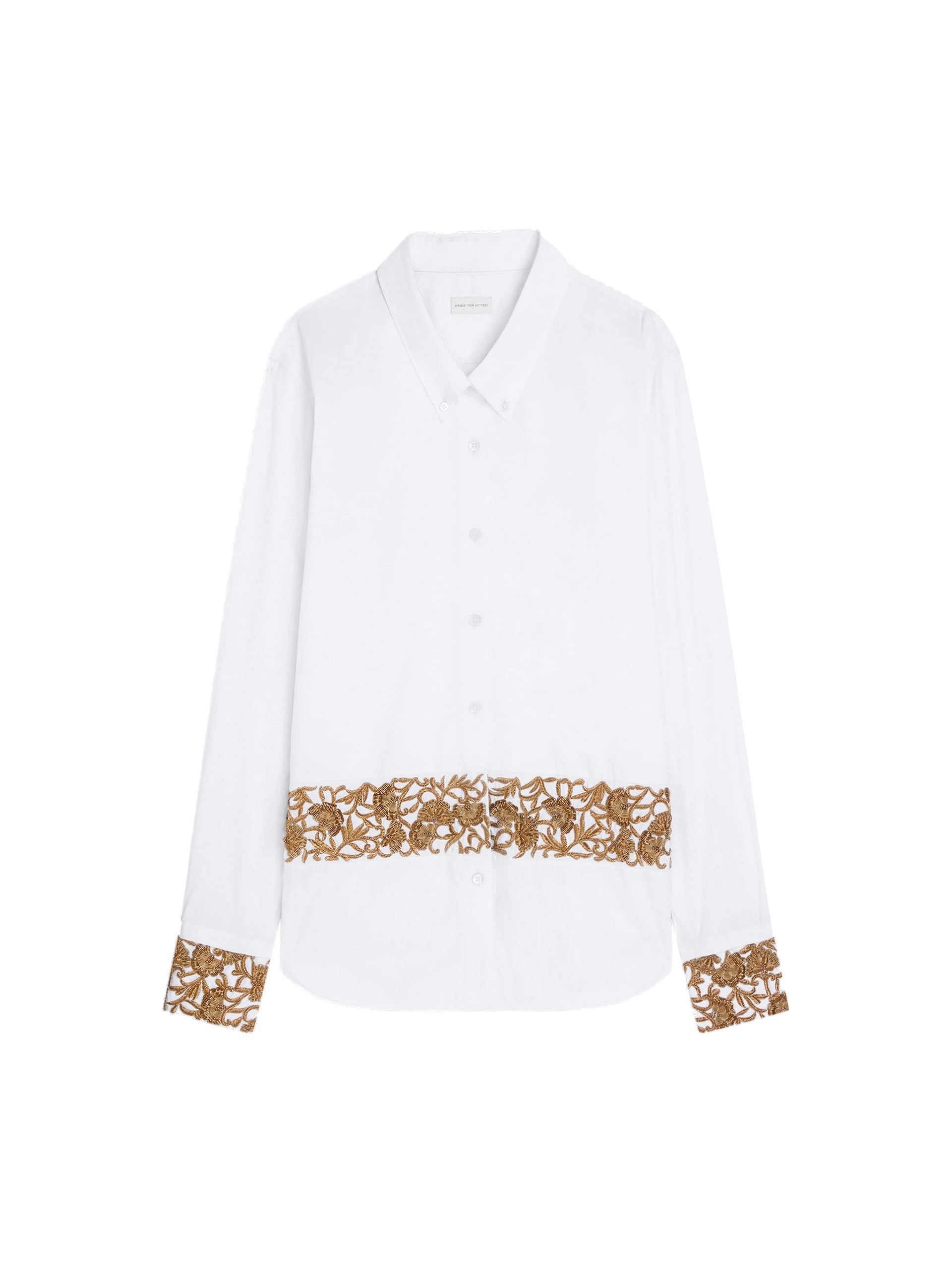 Dries Van Noten Loose embroidered cotton poplin shirt in White | Tops | Luxury Shoes Dries Van Noten Loose embroidered cotton poplin shirt in White | Tops | Luxury Shoes