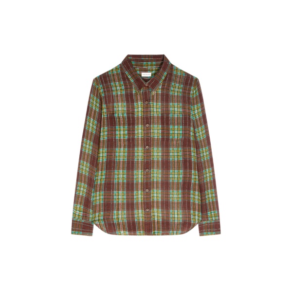 Dries Van Noten Loose lurex shirt in Burgundy | Tops | Luxury Shoes 