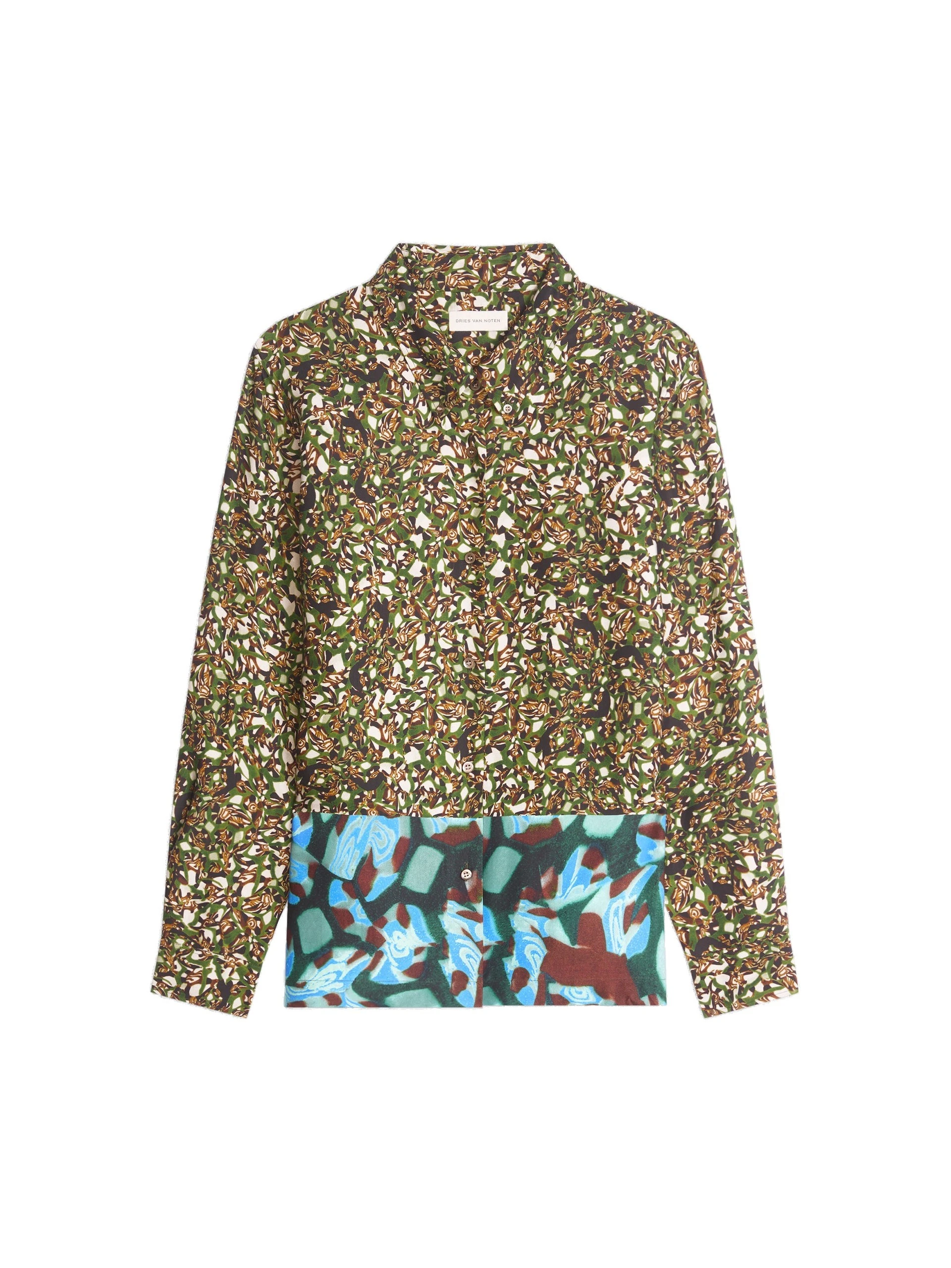 Dries Van Noten Loose viscose shirt in Bottle | Tops | Luxury Shoes Dries Van Noten Loose viscose shirt in Bottle | Tops | Luxury Shoes