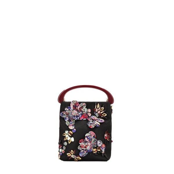 Micro embroidered bag in Black