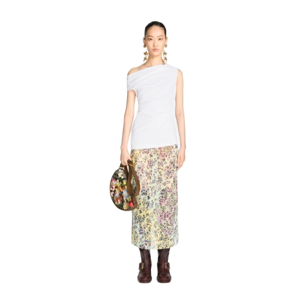 Off-shoulder jersey top in White - Image 2