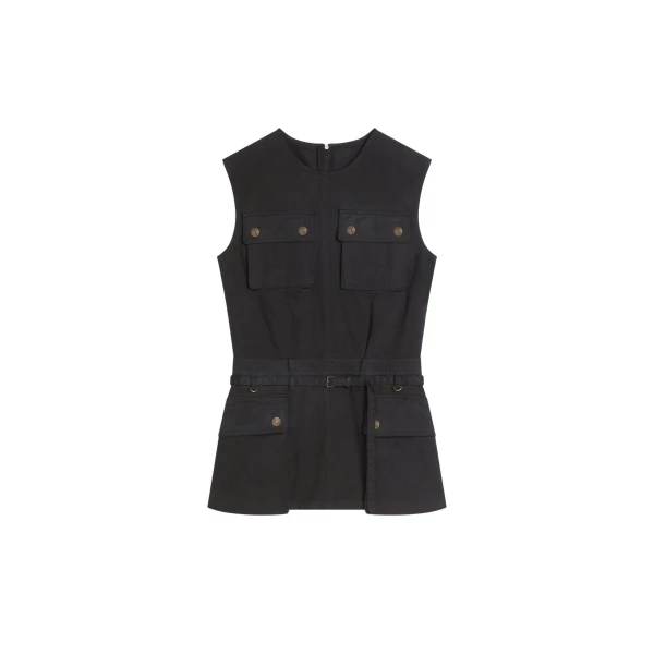 Dries Van Noten Overdyed utility top in Black | Tops | Luxury Shoes 