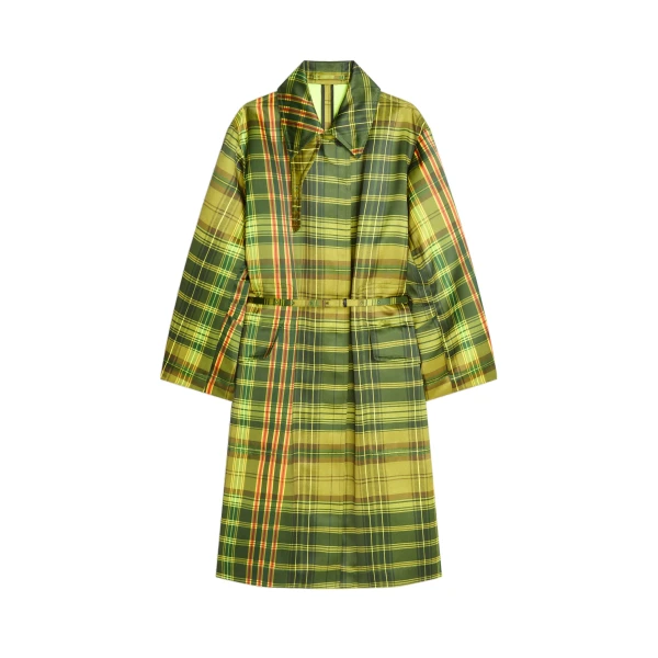 Dries Van Noten Oversized checked coat in Neon Yellow | Coats | Luxury Shoes 