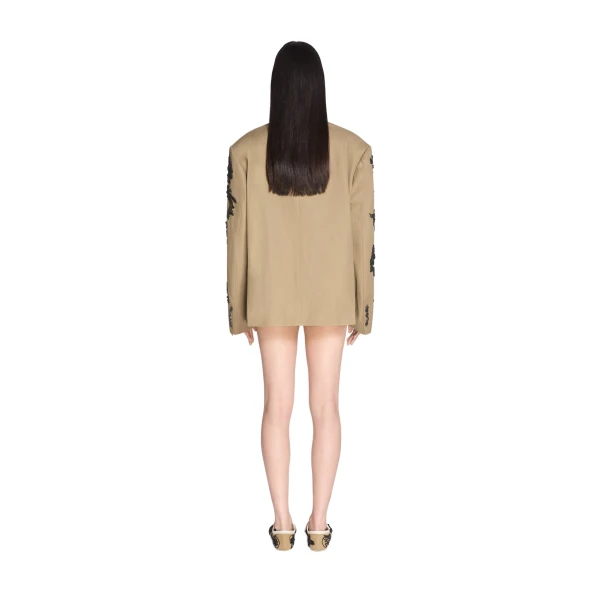 Oversized embroidered blazer in Camel - Image 4