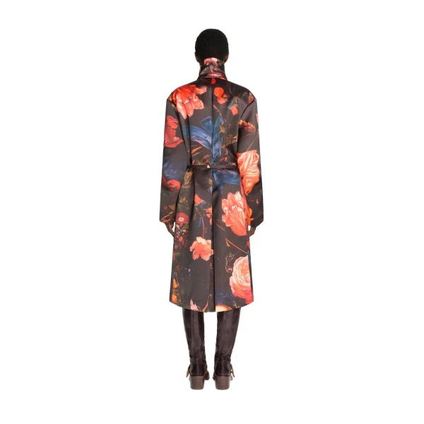 Oversized floral coat in Neon Orange - Image 4
