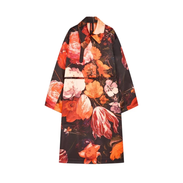 Dries Van Noten Oversized floral coat in Neon Orange | Coats | Luxury Shoes 
