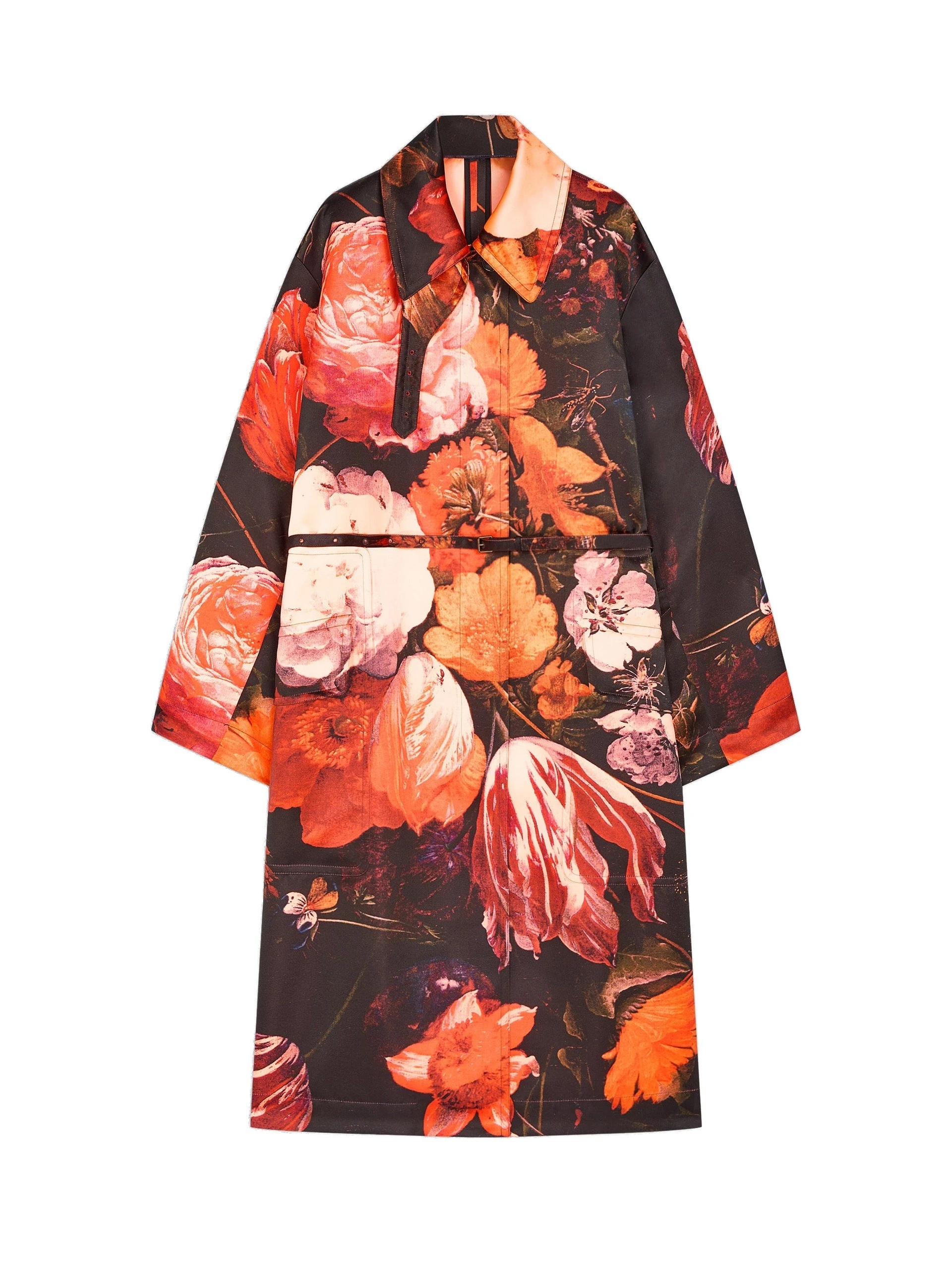Dries Van Noten Oversized floral coat in Neon Orange | Coats | Luxury Shoes Dries Van Noten Oversized floral coat in Neon Orange | Coats | Luxury Shoes
