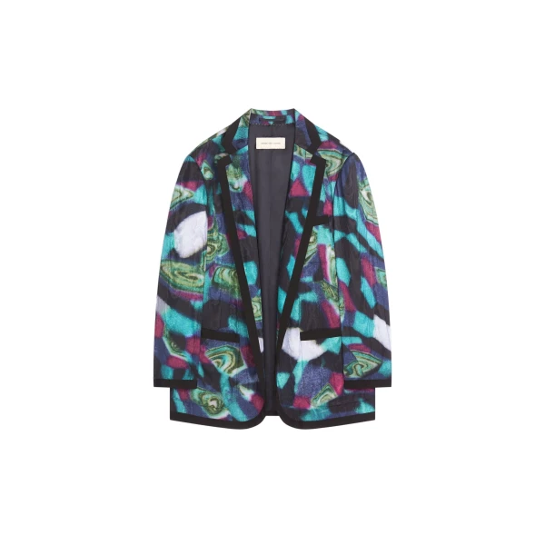Dries Van Noten Oversized moiré blazer in Petrol | Jackets | Luxury Shoes 