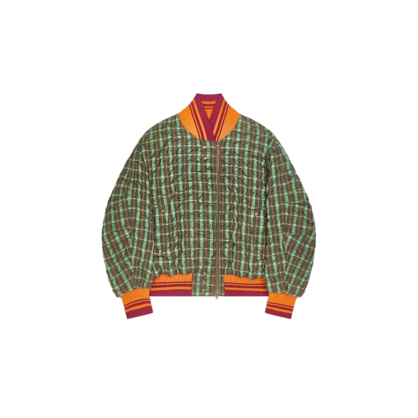 Oversized seersucker bomber in Khaki