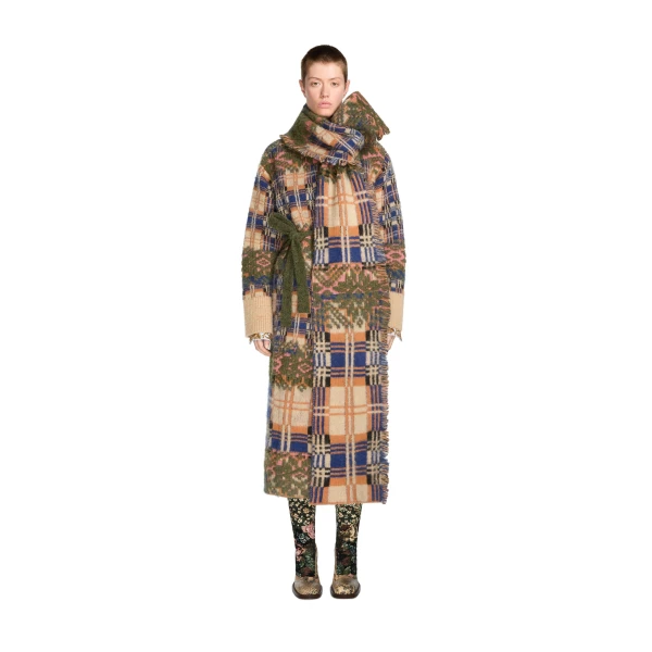 Patchwork wool scarf in Ecru - Image 2