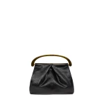 Dries Van Noten Pleated leather bag in Black