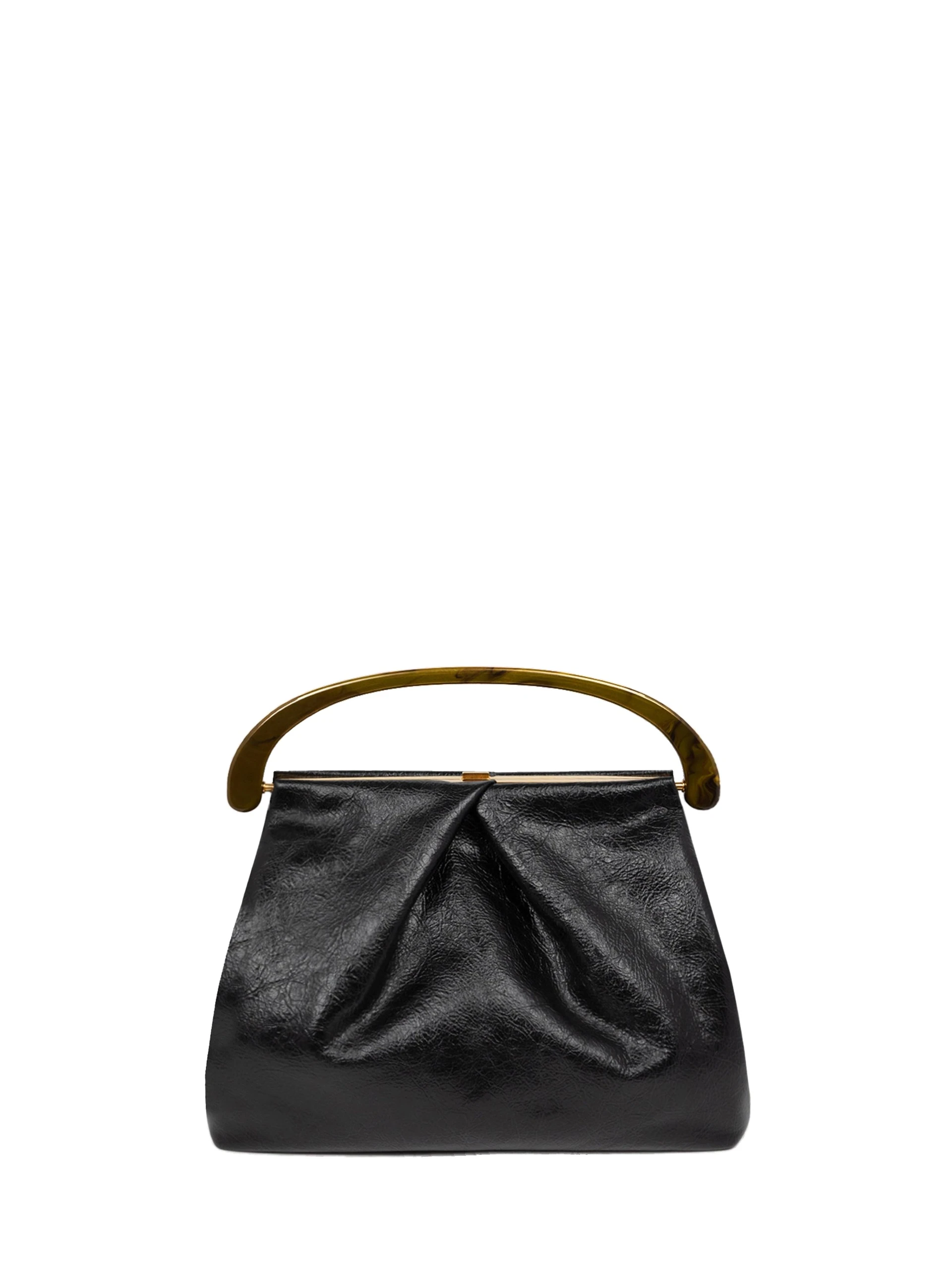 Dries Van Noten Pleated leather bag in Black | Totes & Top-Handle Bags | Luxury Shoes Dries Van Noten Pleated leather bag in Black