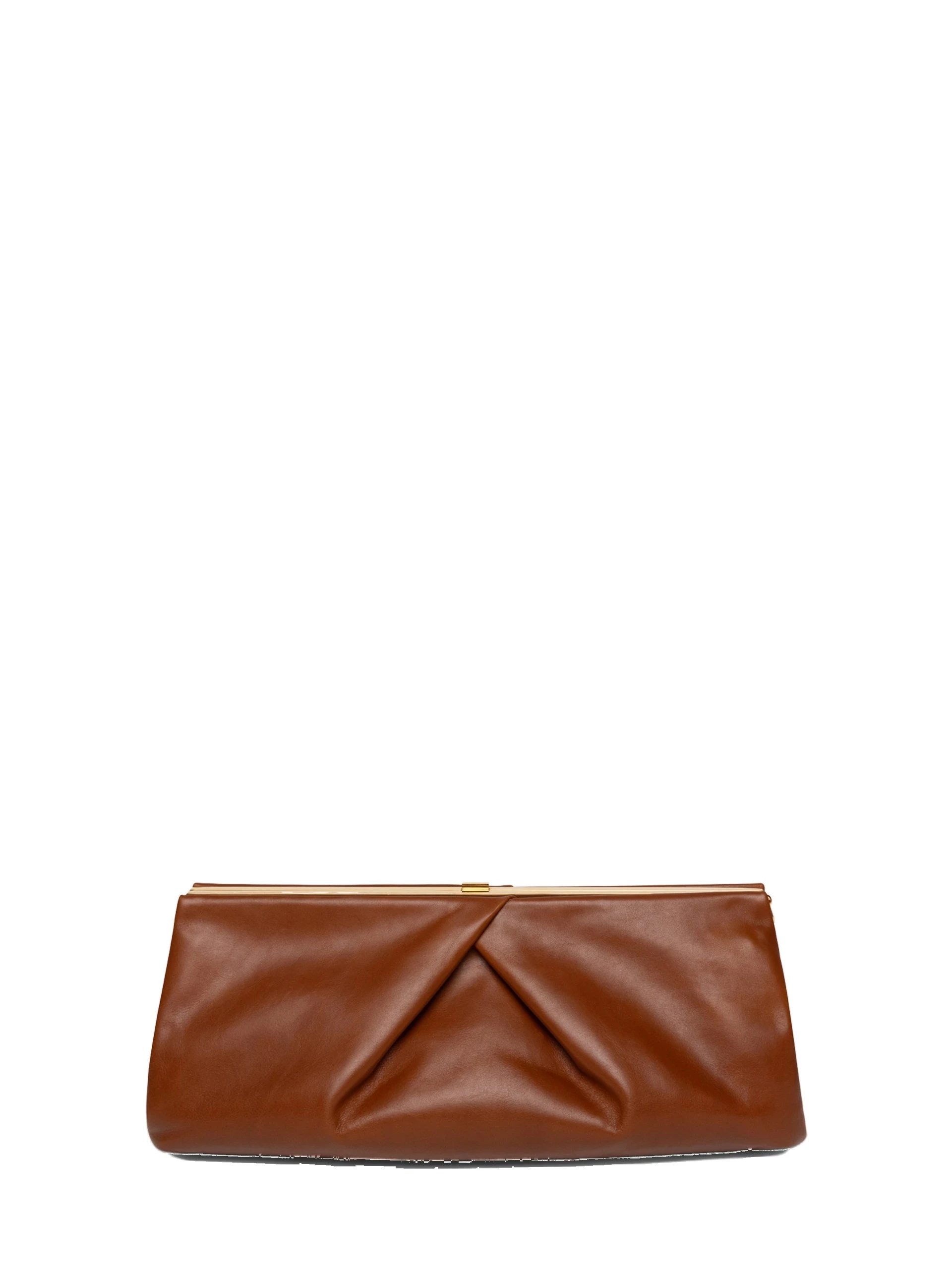 Dries Van Noten Pleated leather clutch in Tan | Clutch Bags | Luxury Shoes Dries Van Noten Pleated leather clutch in Tan