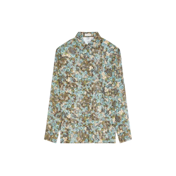 Dries Van Noten Pleated shirt in Sky | Tops | Luxury Shoes 