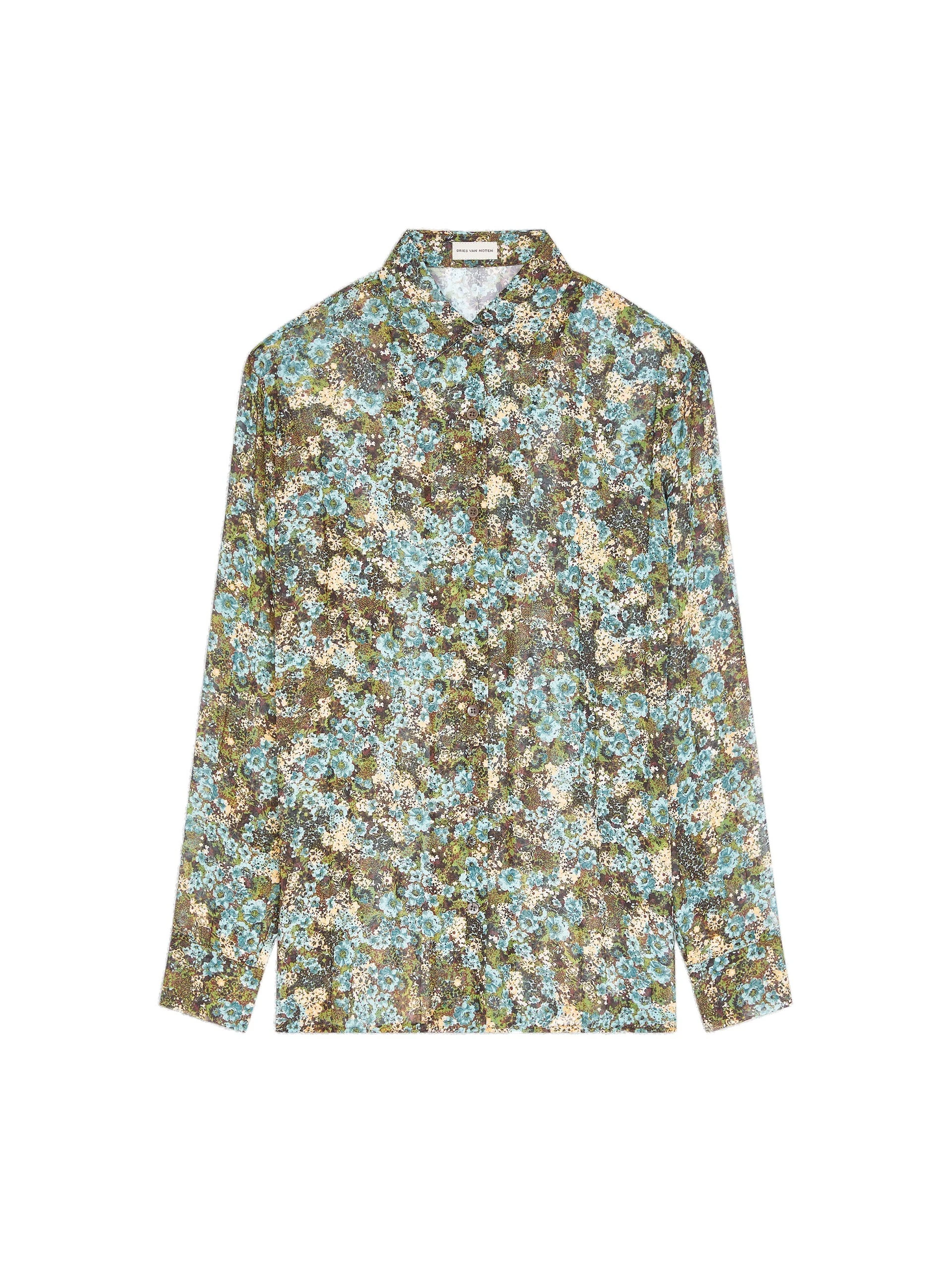 Dries Van Noten Pleated shirt in Sky | Tops | Luxury Shoes Dries Van Noten Pleated shirt in Sky | Tops | Luxury Shoes