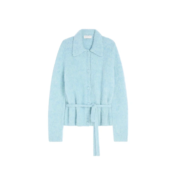 Polo wool cardigan in Light Blue
