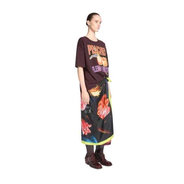 Printed cotton tee in Burgundy - Image 3