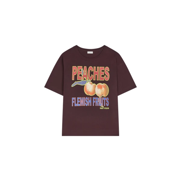 Dries Van Noten Printed cotton tee in Burgundy | Tops | Luxury Shoes 