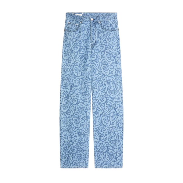 Printed denim pants in Blue