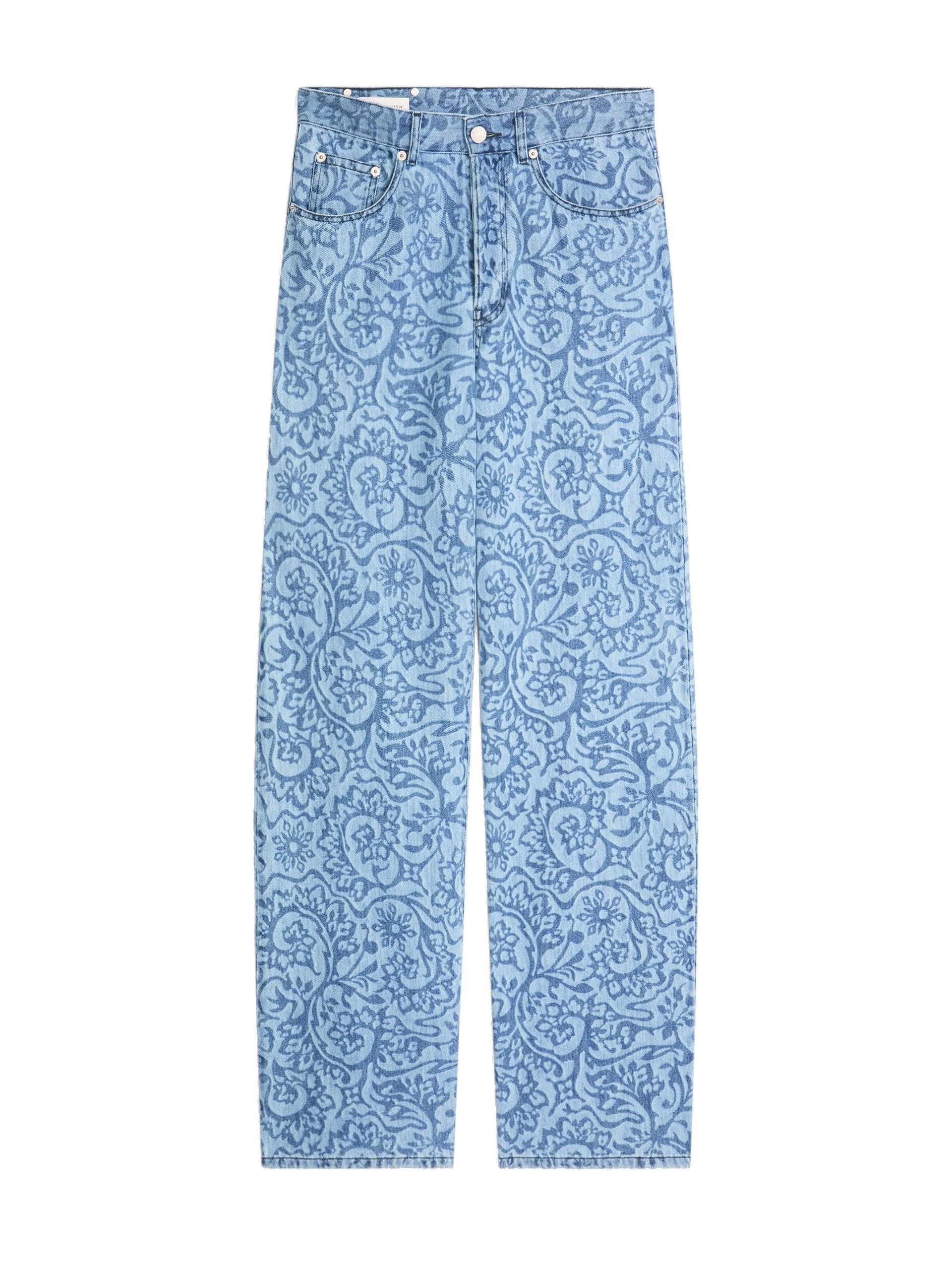 Dries Van Noten Printed denim pants in Blue | Pants | Luxury Shoes Dries Van Noten Printed denim pants in Blue | Pants | Luxury Shoes