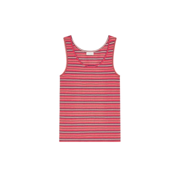 Ribbed cotton tank top in Red