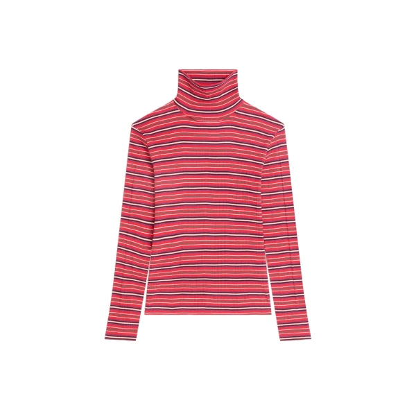 Dries Van Noten Ribbed cotton turtleneck tee in Red | Tops | Luxury Shoes 