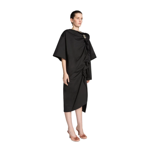 Ruffled cotton skirt in Black - Image 3