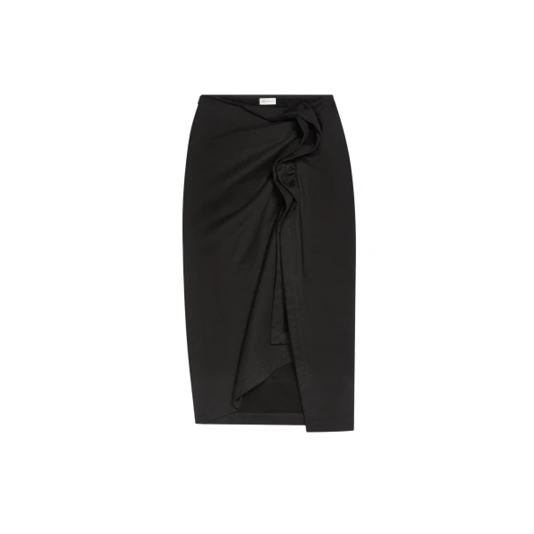 Dries Van Noten Ruffled cotton skirt in Black | Skirts | Luxury Shoes 