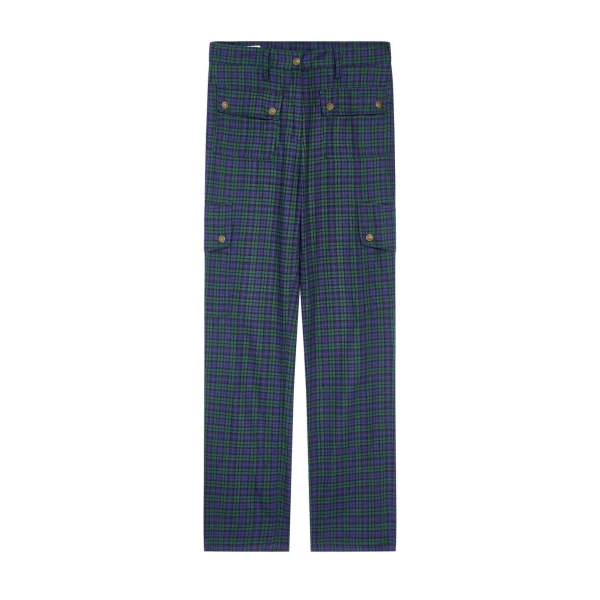 Dries Van Noten Slim leg cotton flannel pants in Green | Pants | Luxury Shoes 
