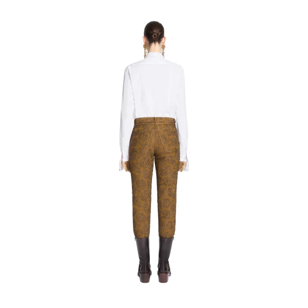 Slim leg jacquard pants in Khaki - Image 4