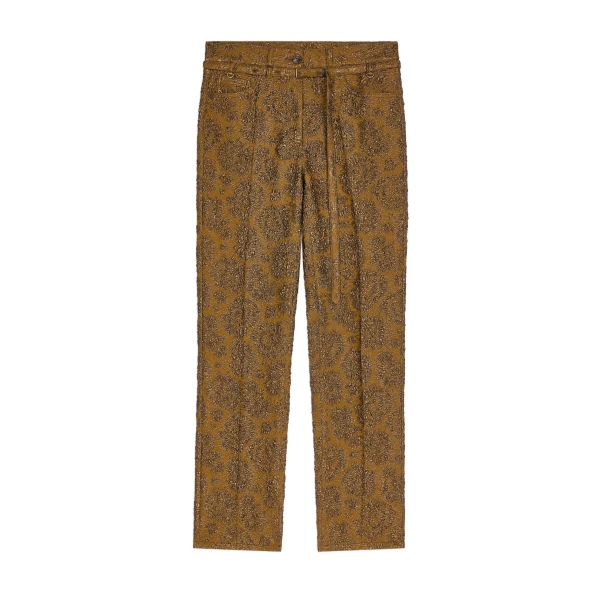 Dries Van Noten Slim leg jacquard pants in Khaki | Pants | Luxury Shoes 