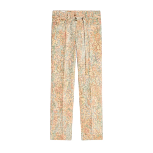 Slim leg jacquard pants in Orange