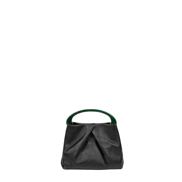 Dries Van Noten Small pleated leather bag in Black