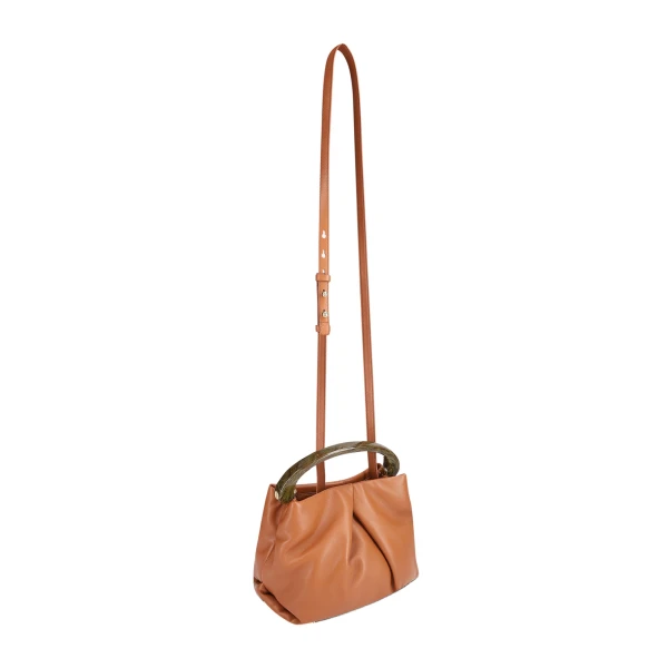 Small pleated leather bag in Tan - Image 3