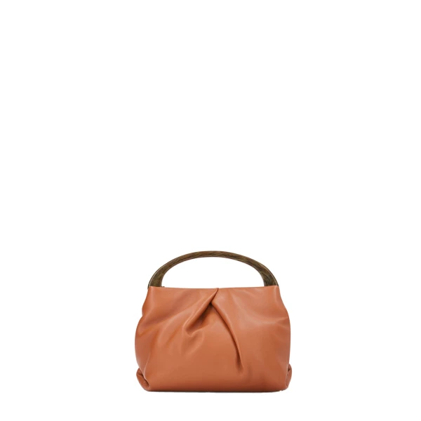 Small pleated leather bag in Tan